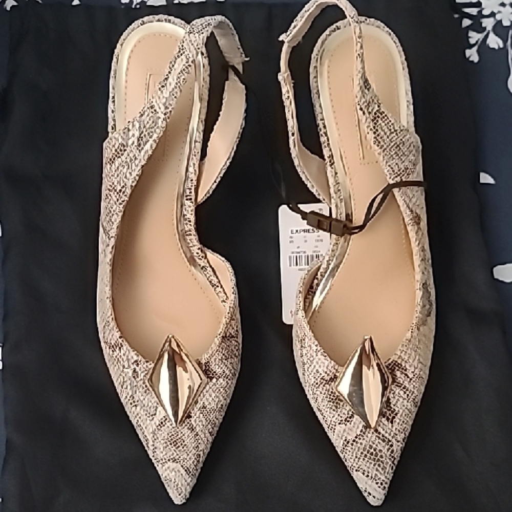 Elegant Women's Snakeskin Slingback Heels